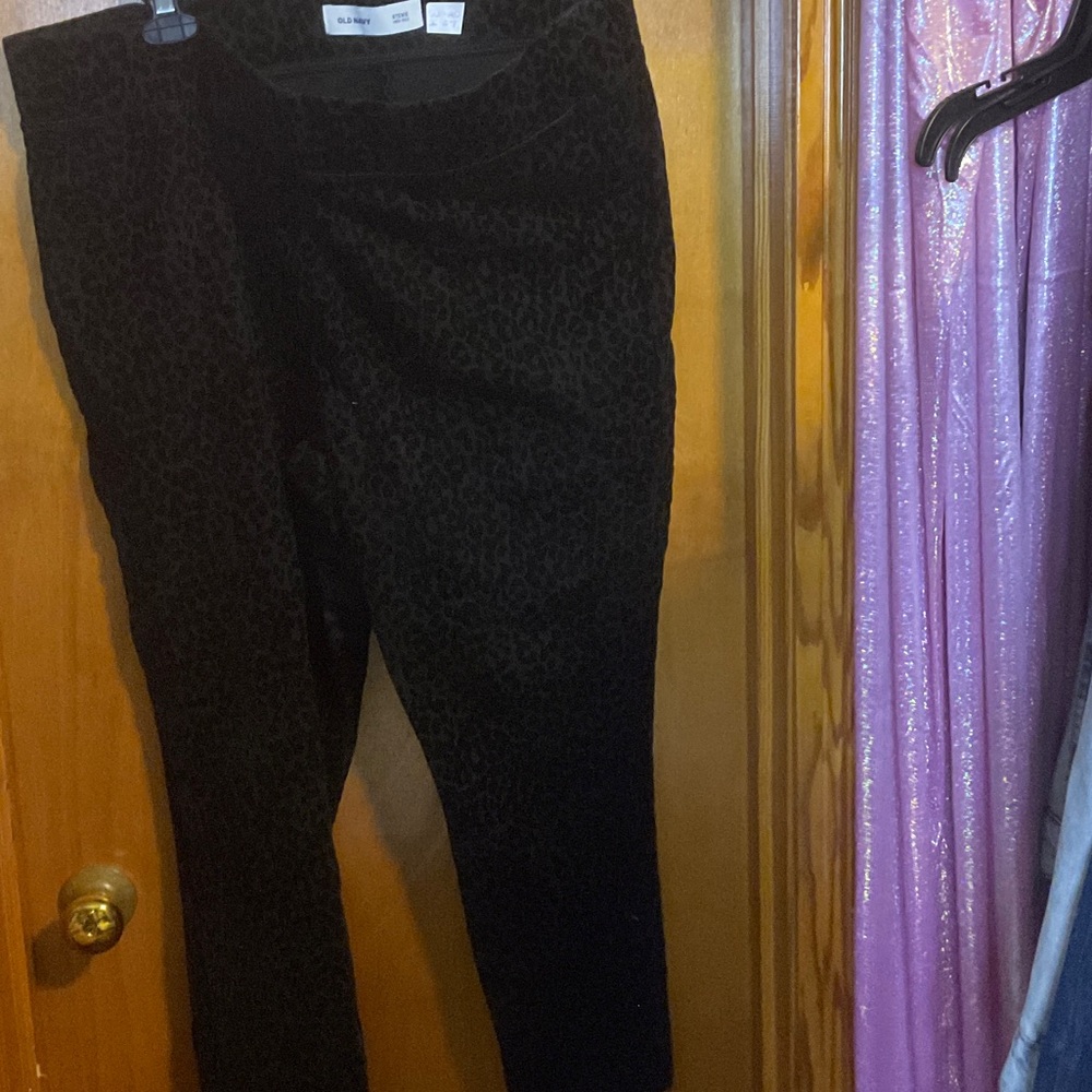 Old Navy Black Leopard-Textured Ponte Skinny Pants
